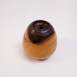Natural Neutral Mid-Century Wood Trinket Jar & Lid